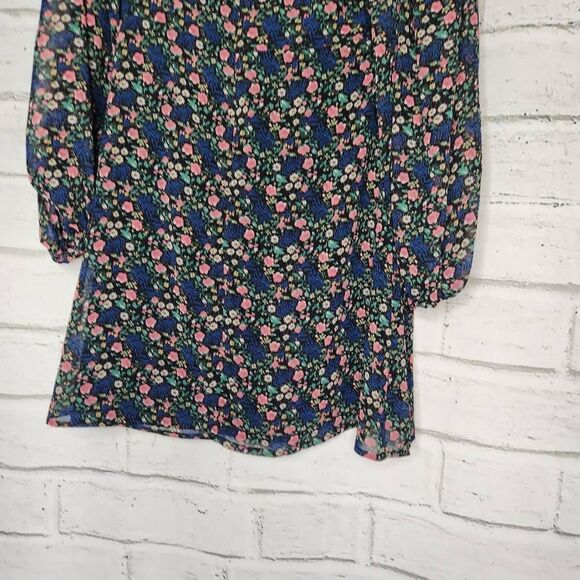 Nasty Gal V-Neck Long-Sleeve Floral Print Mini Dress Multi-Color Size 0 NWT - Picture 9 of 13